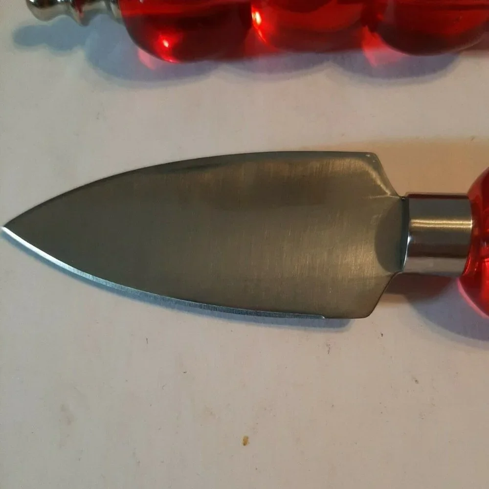 3 Red Acrylic Serving Pieces Charcuterie Cheese Dips Holiday